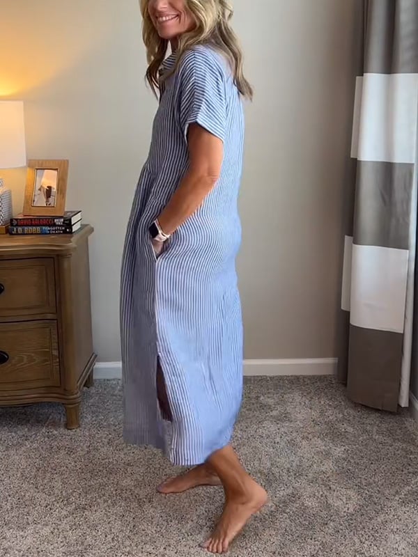 Striped Button Up Midi dress