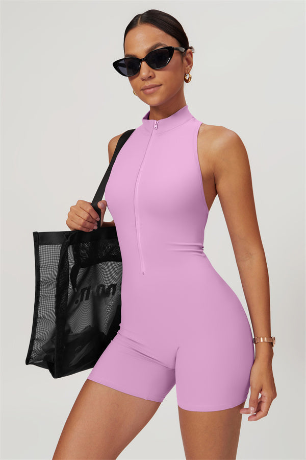 Stand-Up Collar Cutout Jumpsuit