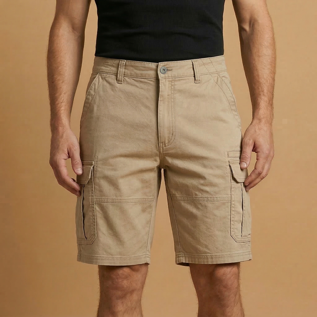 Cargo Shorts with Flap Pockets and Zipper