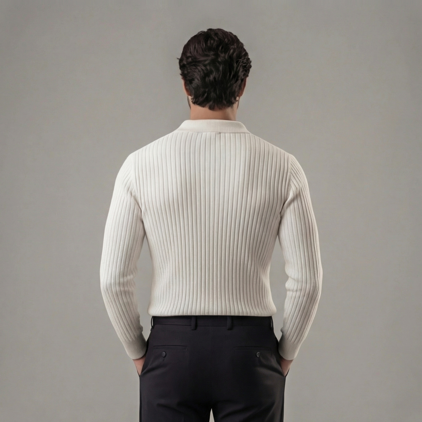 Long Sleeved V-Neck Polo Shirt