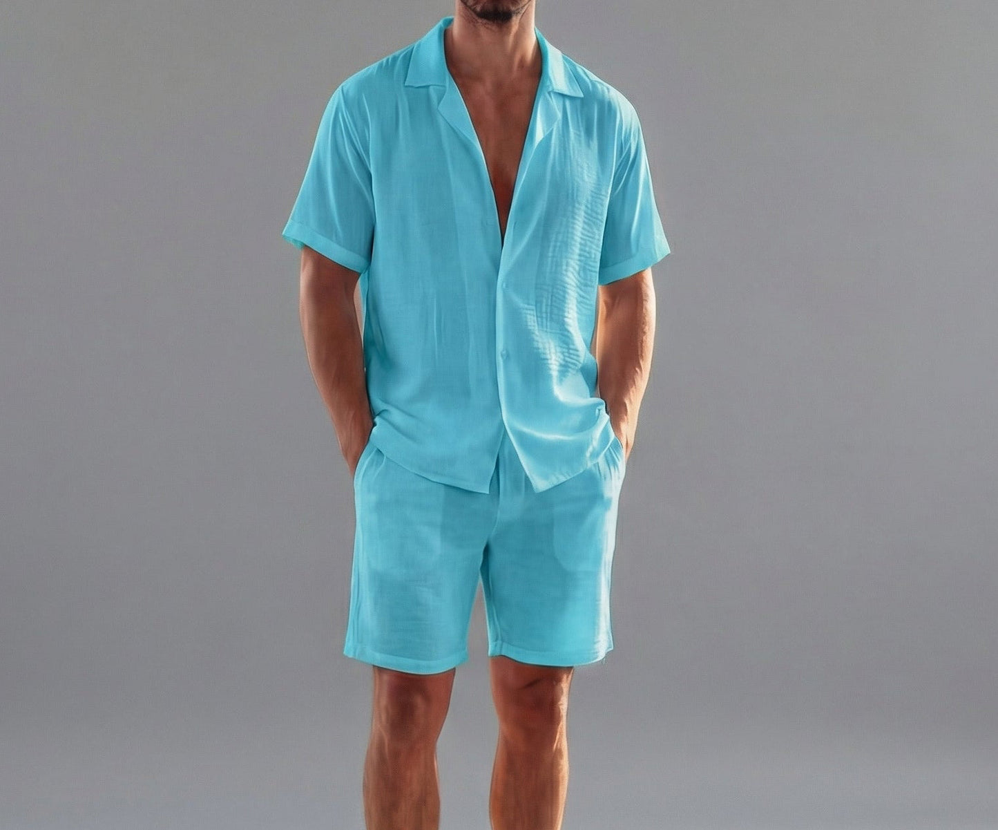 Short Sleeve Linen Summer Set