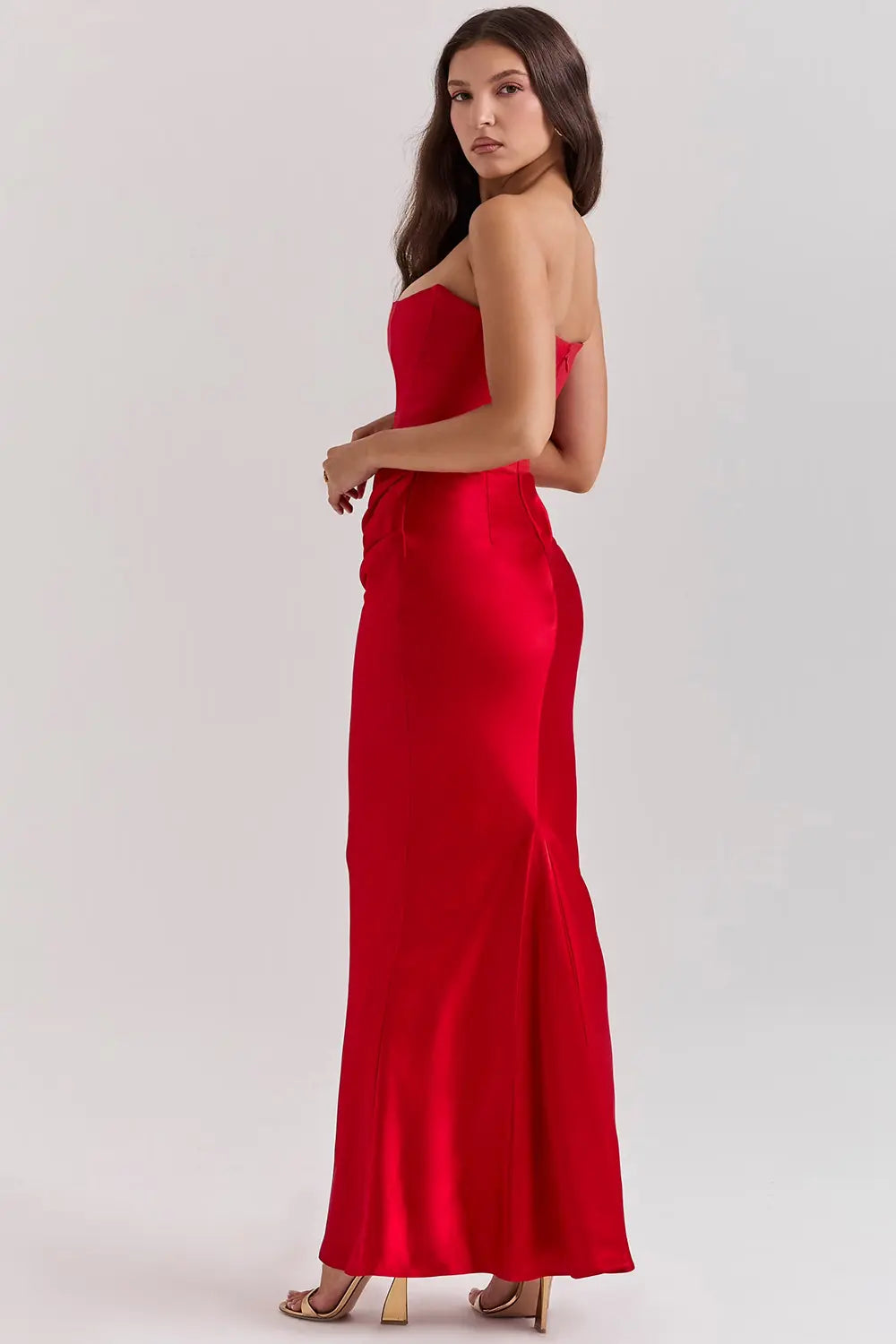 Strapless satin Maxi Dress