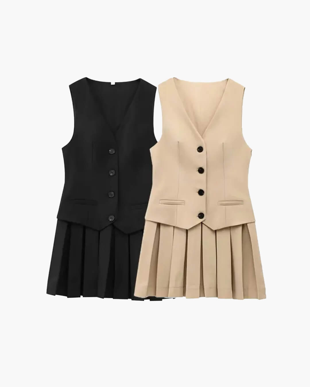 Sleeveless Pleated Mini Dress