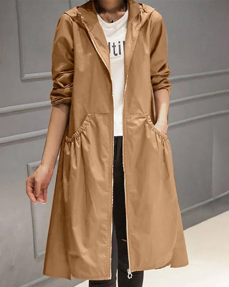 Rowan Hooded Zip-Up Long Coat