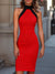 Chic Halter-Neck Midi Dress
