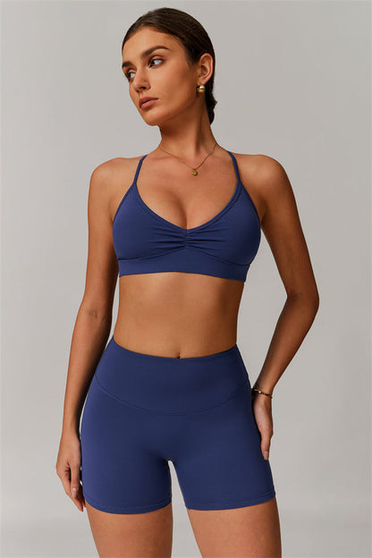 Pleated Crisscross Sports Bra