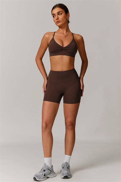 Pleated Crisscross Sports Bra