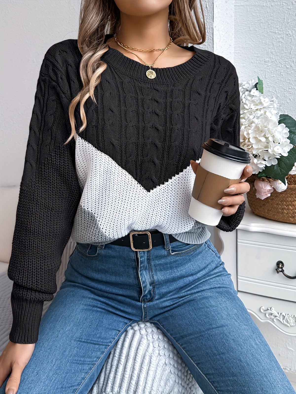 Noreen Colour-Block Knit Sweater