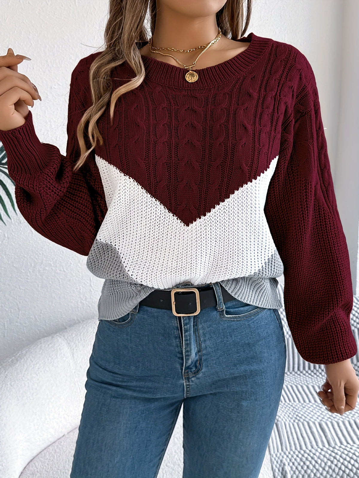 Noreen Colour-Block Knit Sweater
