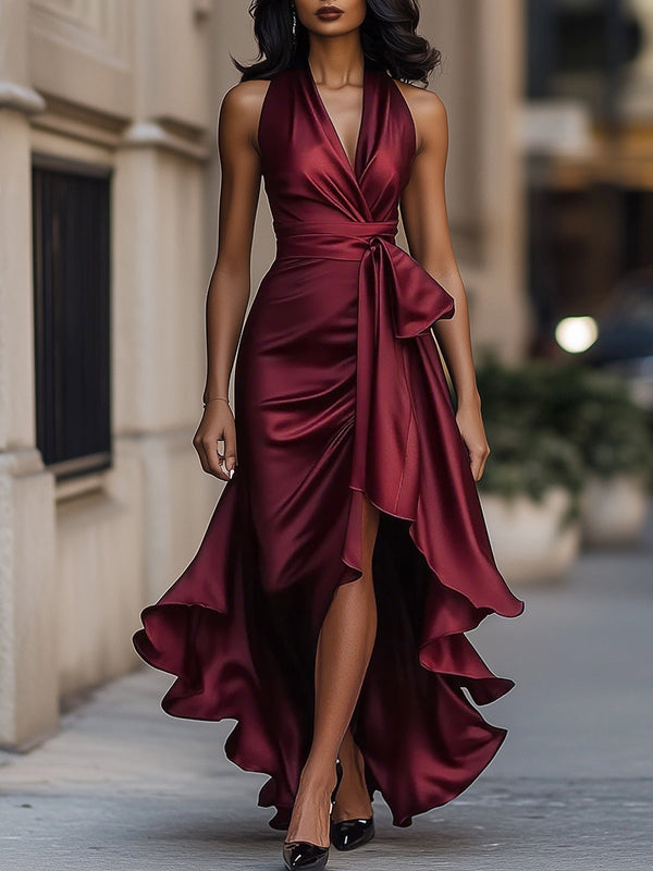 Elegance Satin Halter Gown