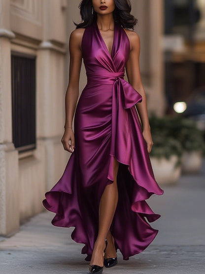 Elegance Satin Halter Gown