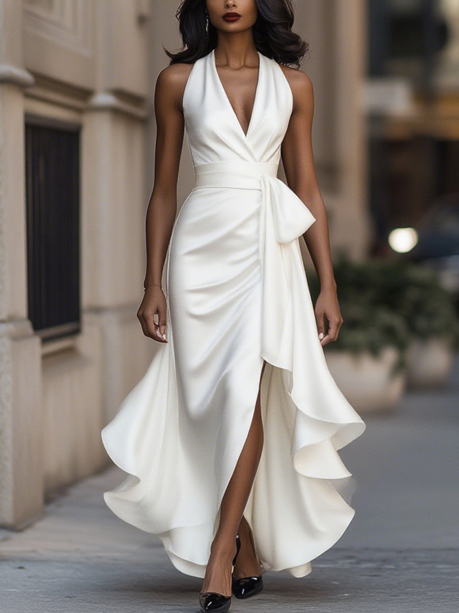 Elegance Satin Halter Gown