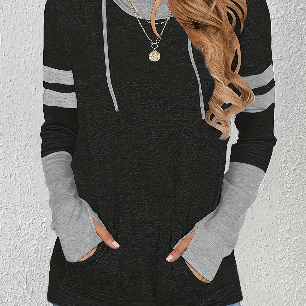 Coralie Colour-Block Thumbhole Hoodie