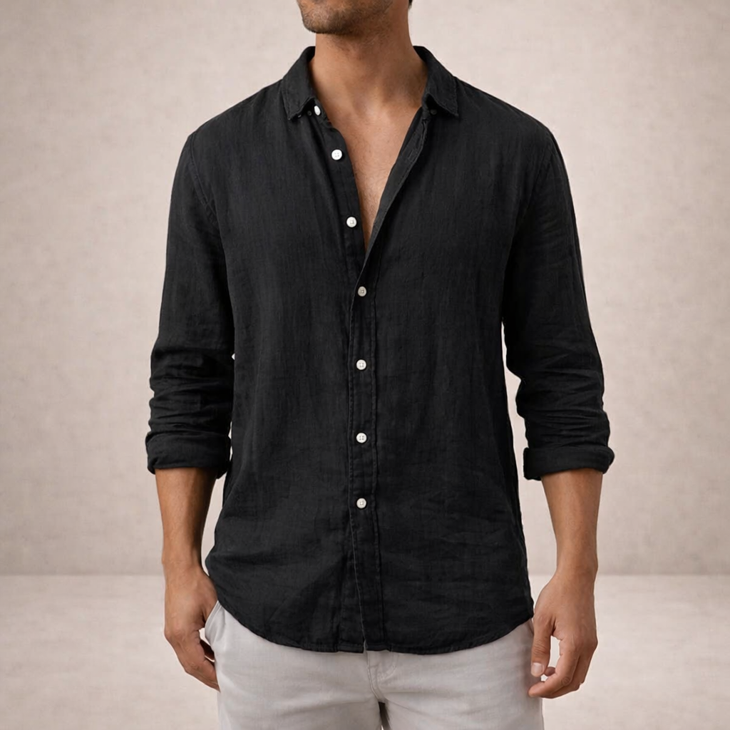 Shirt Regular Fit Open Collar Long Sleeves