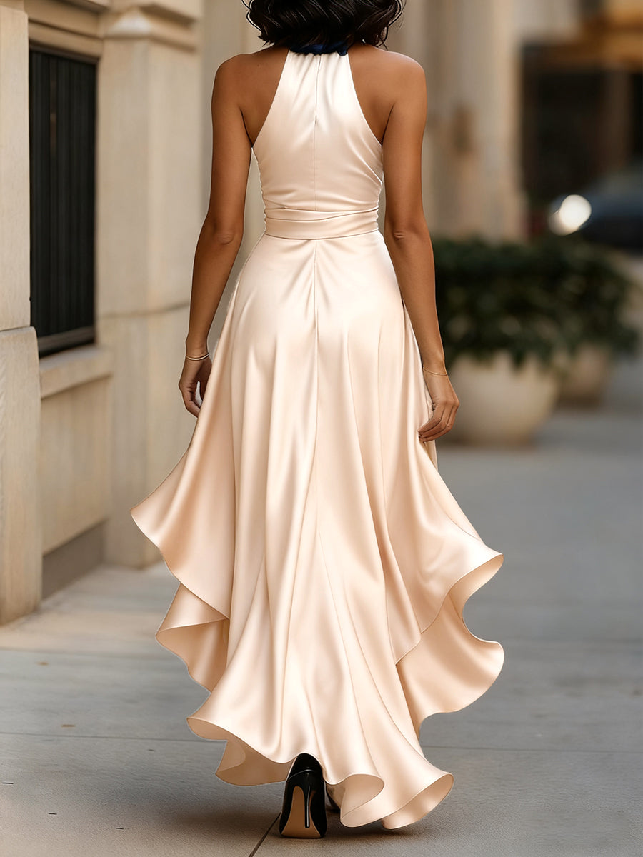 Elegance Satin Halter Gown