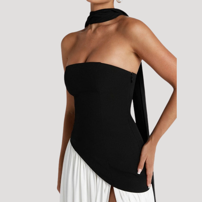 Strapless Pleated Maxi Dress