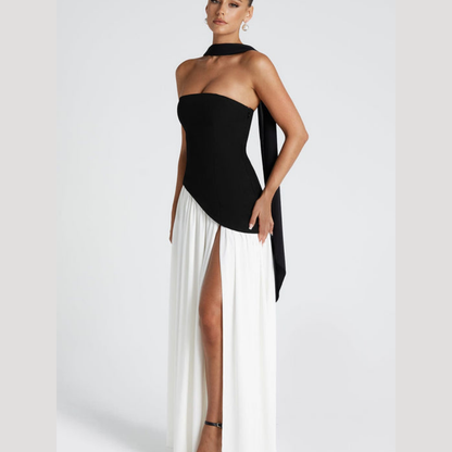 Strapless Pleated Maxi Dress