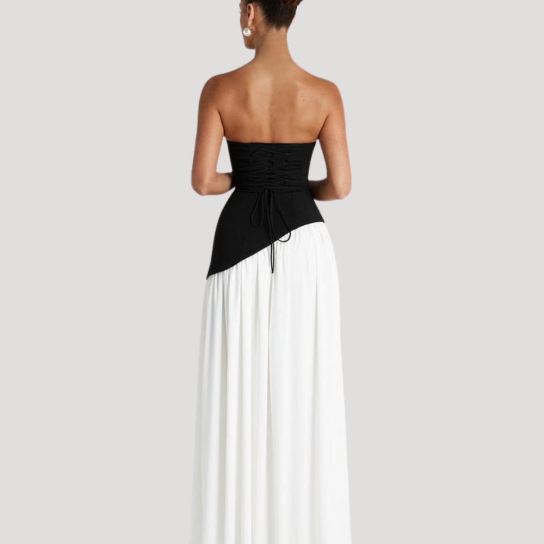 Strapless Pleated Maxi Dress