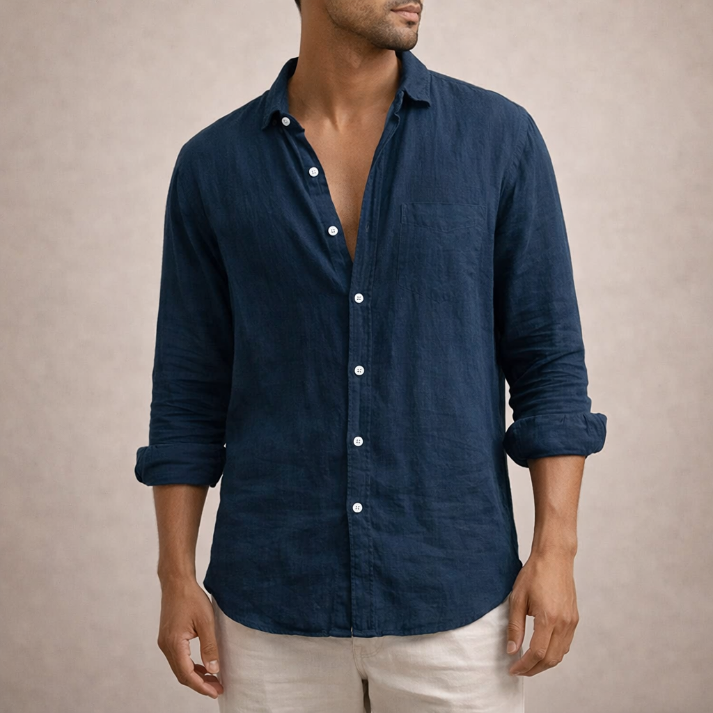 Shirt Regular Fit Open Collar Long Sleeves