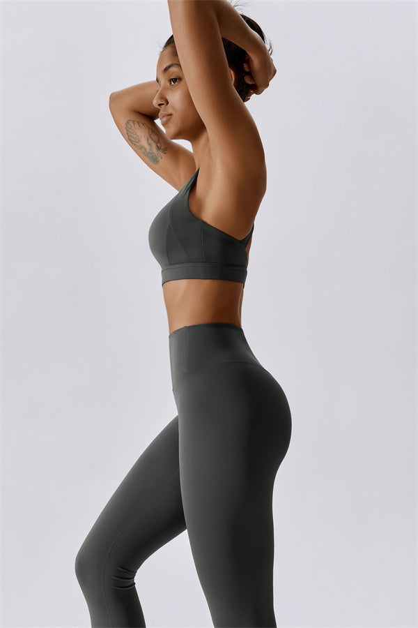 Back Sports Bra & High-Waist Leggings Set