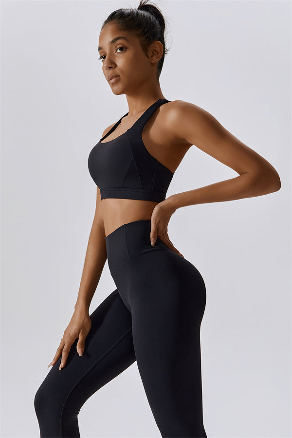 Back Sports Bra & High-Waist Leggings Set