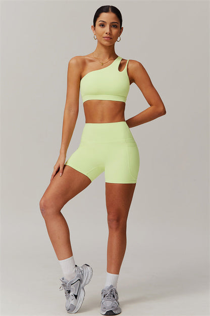 Asymmetrical One-Shoulder Bra & Shorts Set