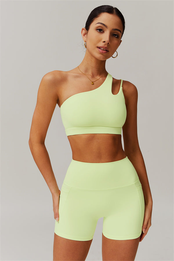 Asymmetrical One-Shoulder Bra & Shorts Set