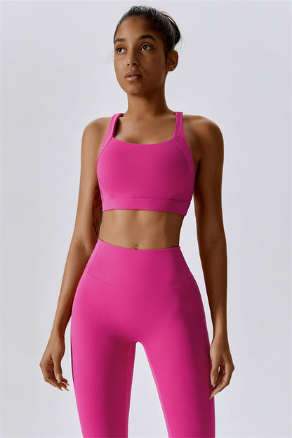 Back Sports Bra & High-Waist Leggings Set