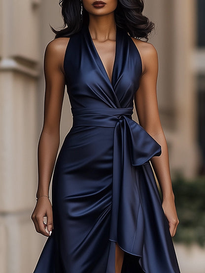 Elegance Satin Halter Gown