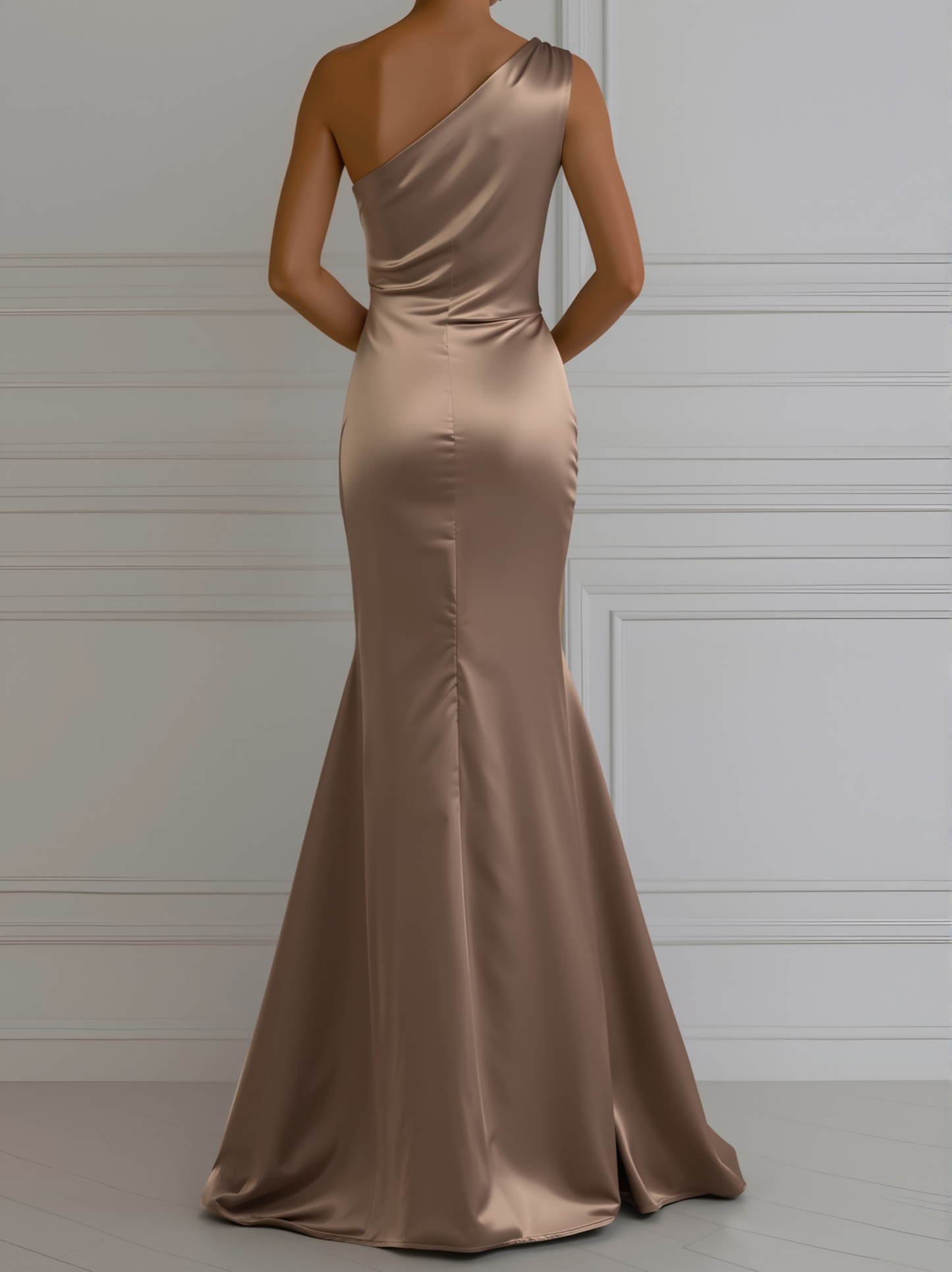Satin One-Shoulder Gown