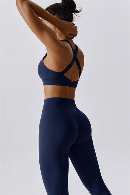 Back Sports Bra & High-Waist Leggings Set