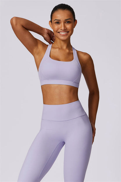 Back Sports Bra & High-Waist Leggings Set