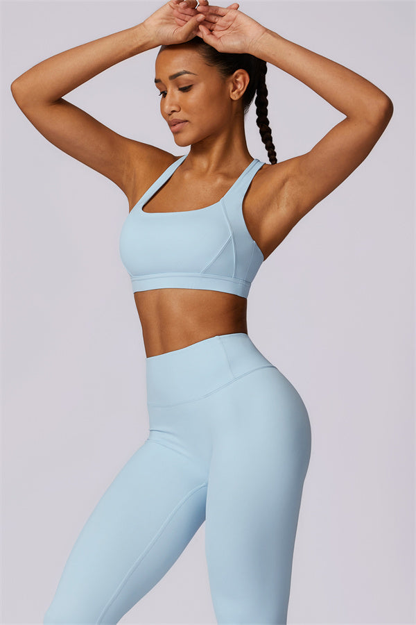 Back Sports Bra & High-Waist Leggings Set