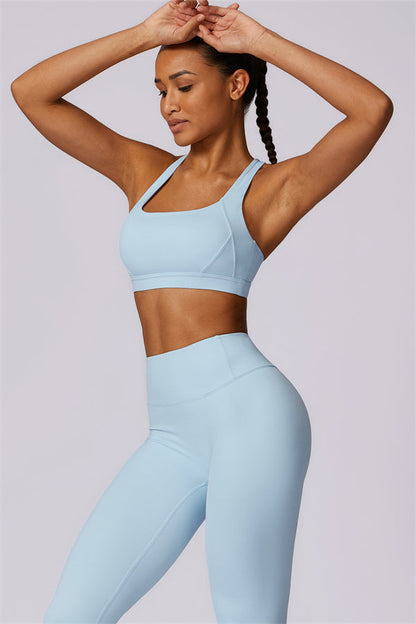 Back Sports Bra & High-Waist Leggings Set
