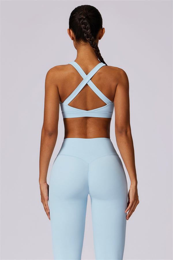 Back Sports Bra & High-Waist Leggings Set