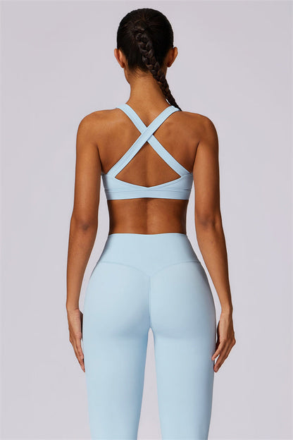 Back Sports Bra & High-Waist Leggings Set