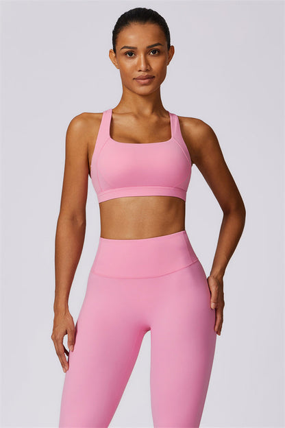 Back Sports Bra & High-Waist Leggings Set