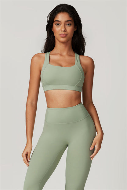 Back Sports Bra & High-Waist Leggings Set