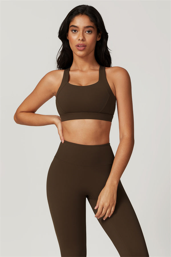 Back Sports Bra & High-Waist Leggings Set