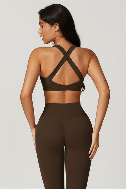 Back Sports Bra & High-Waist Leggings Set