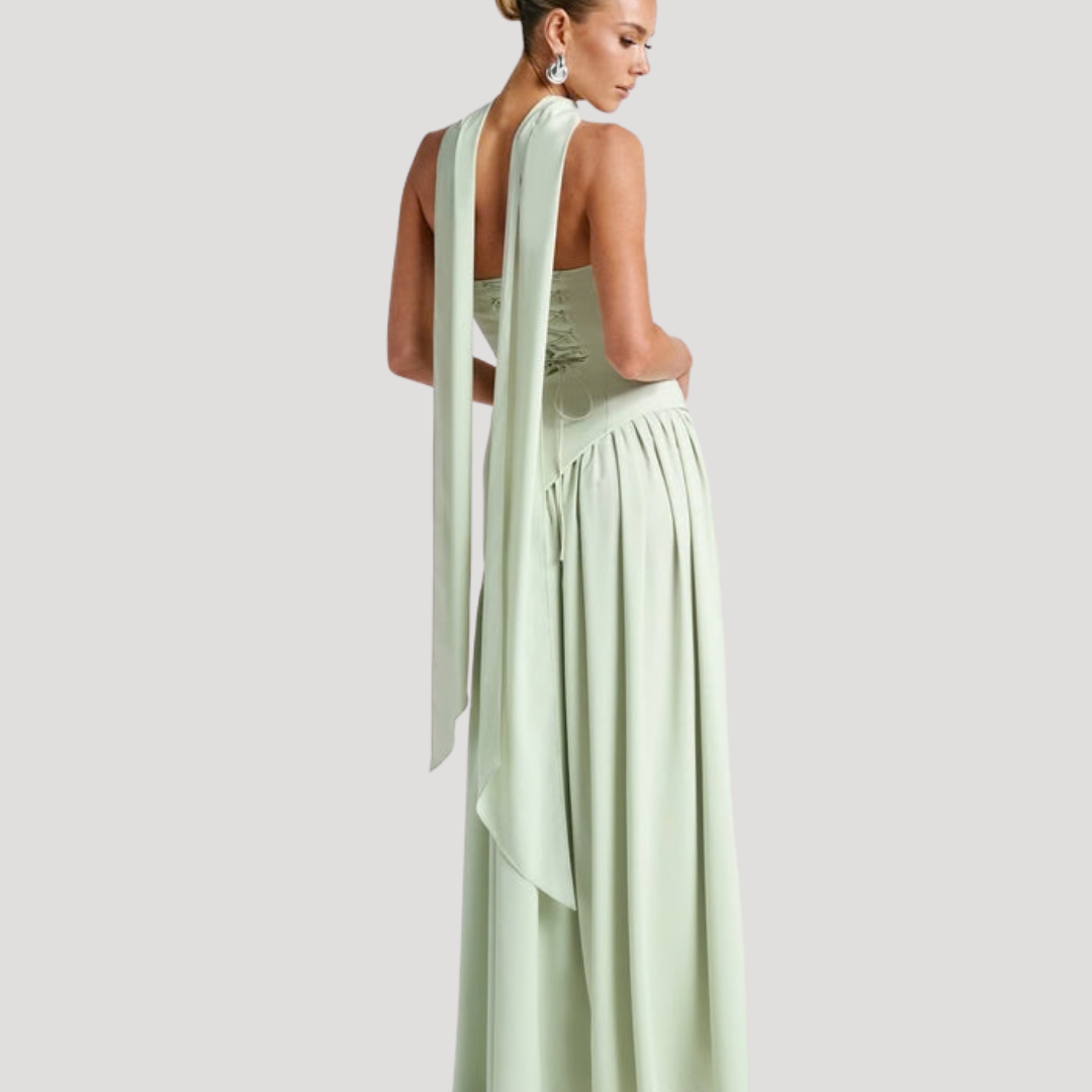 Strapless Pleated Maxi Dress