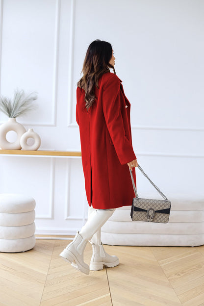 Long Wool Coat with Golden Buttons