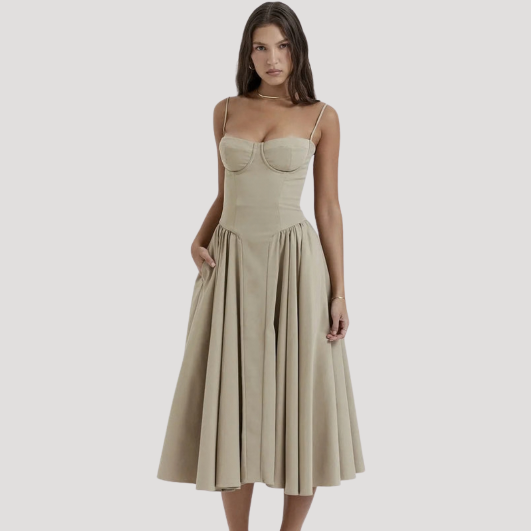 Corset Bodice Midi Dress