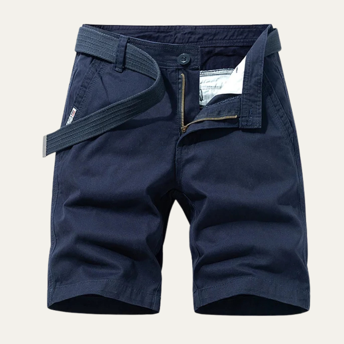 Cotton Relaxed Fit Casual Belted Shorts