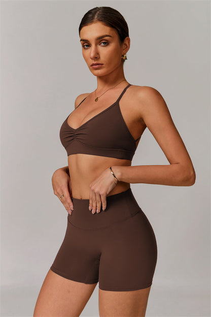 Pleated Crisscross Sports Bra