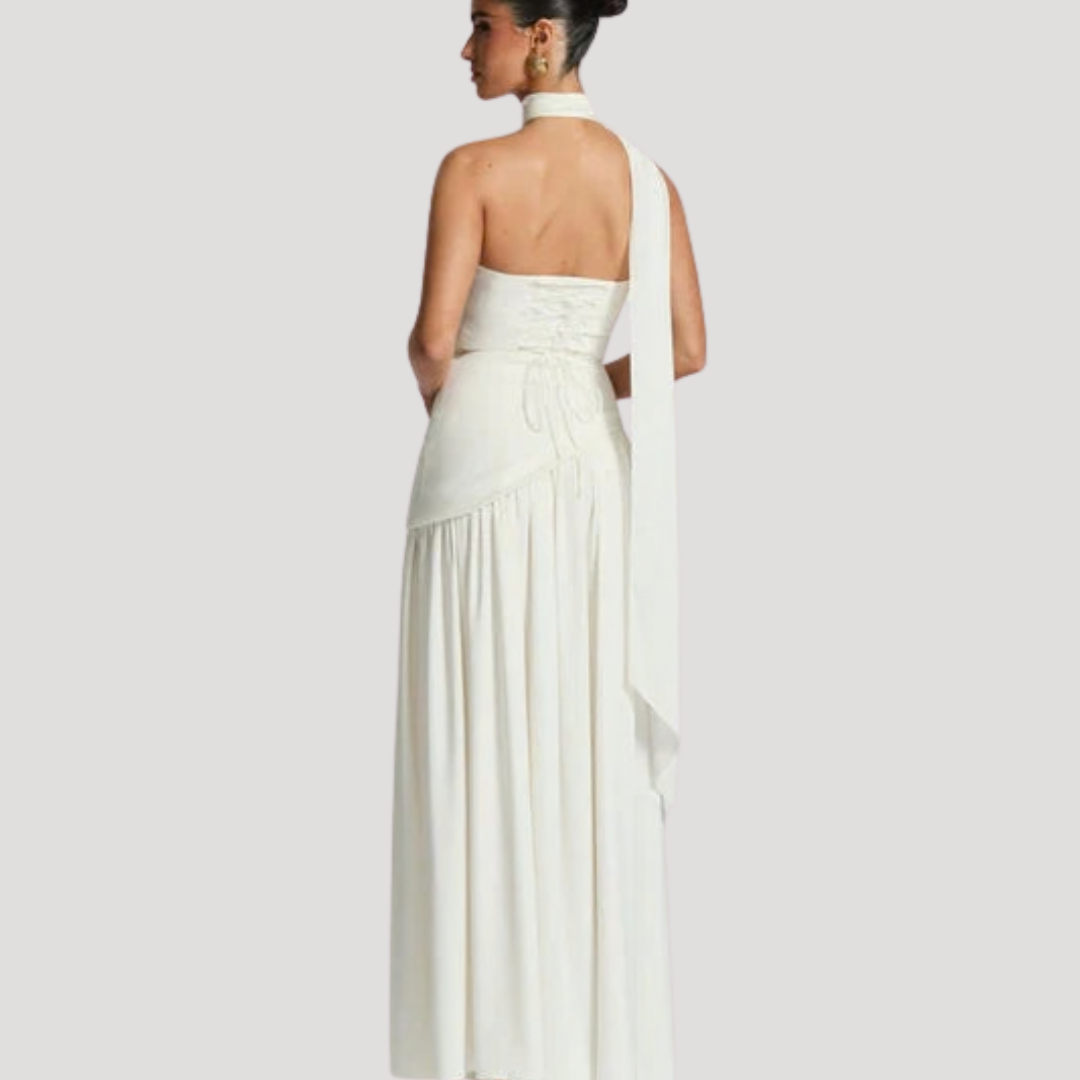 Strapless Pleated Maxi Dress