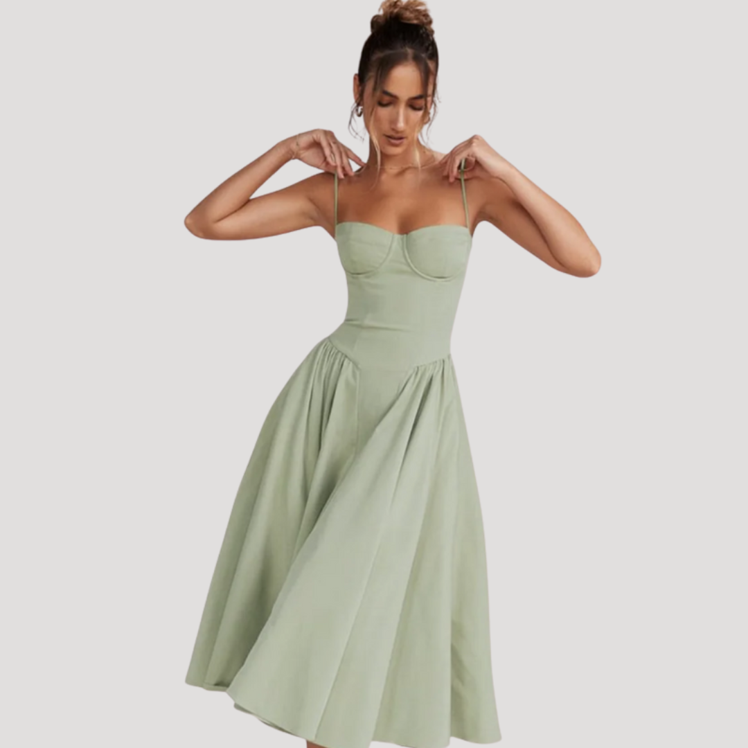 Corset Bodice Midi Dress