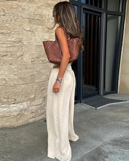 Wide Leg Linen Trousers