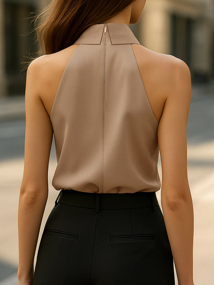 Chic Sleeveless Halter Blouse