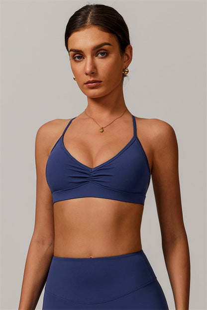 Pleated Crisscross Sports Bra